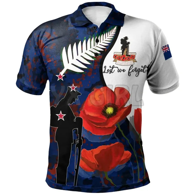 2024 Summer shirts women for men New Anzac Day Lest We Forget Military Patterns Polo Shirts 3D print Short sleeve t shirts Tops