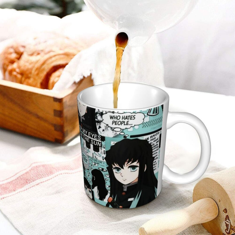 Personalized Anime Demon Slayer Coffee Mugs DIY Muichiro Tokito Kimetsu No Yaiba Ceramic Tea Milk Cup