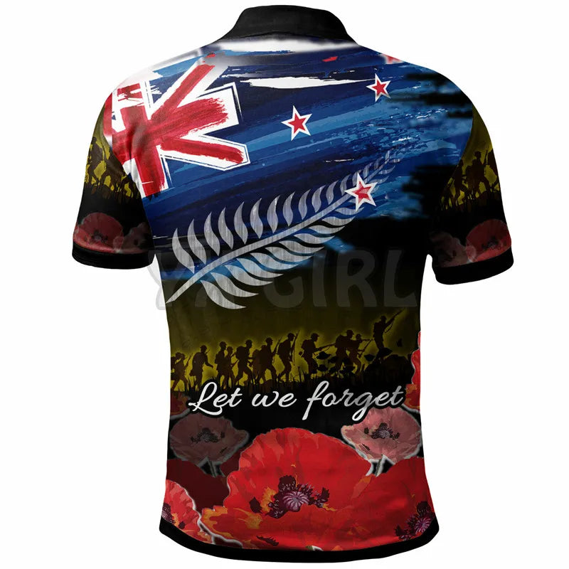 2024 Summer shirts women for men New Anzac Day Lest We Forget Military Patterns Polo Shirts 3D print Short sleeve t shirts Tops