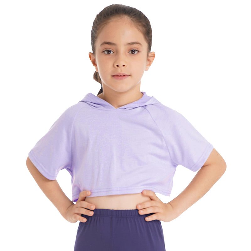 Sport Hooded Kids Girls Short Sleeve Hoodies Crop Top for Running Workout Exercise Training Sports Clothing Children Sportswear