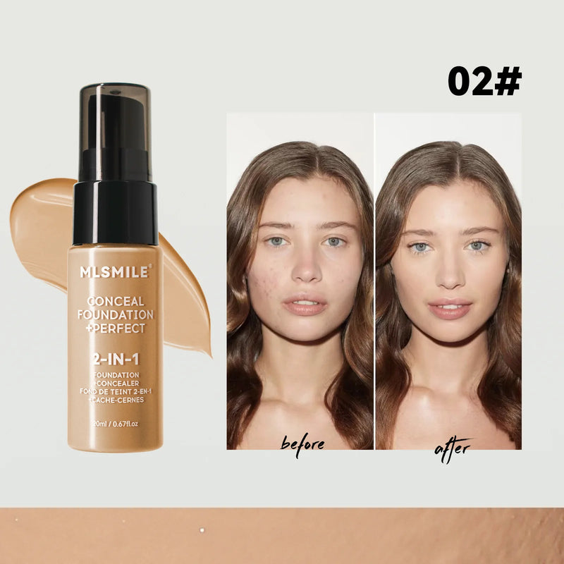 20ml Concealer Foundation Liquid Waterproof Oil-control Perfect Cover Dark Circles Skin Care Women Face Makeup New