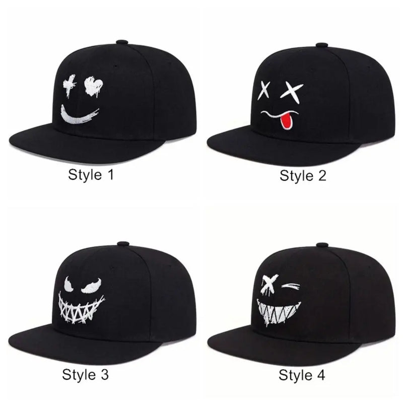 Sunscreen Hat Embroidery Hip-hop Hats Adjustable Snapback Baseball Caps Dad Hats Black Ghost Expression Hat Unisex