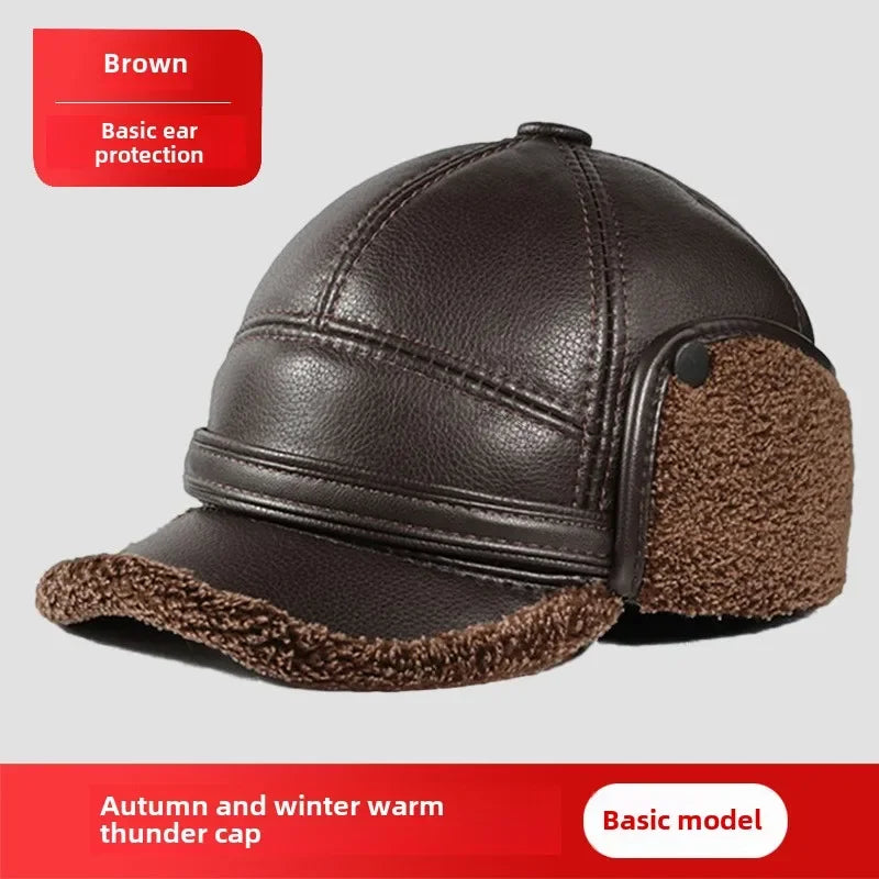 Winter Warm Ear Protect Cap Hat Men Outdoor Windproof Cap Bomber Hat Baseball Cap Ear Warm Man Dad Father Grandpa Gift