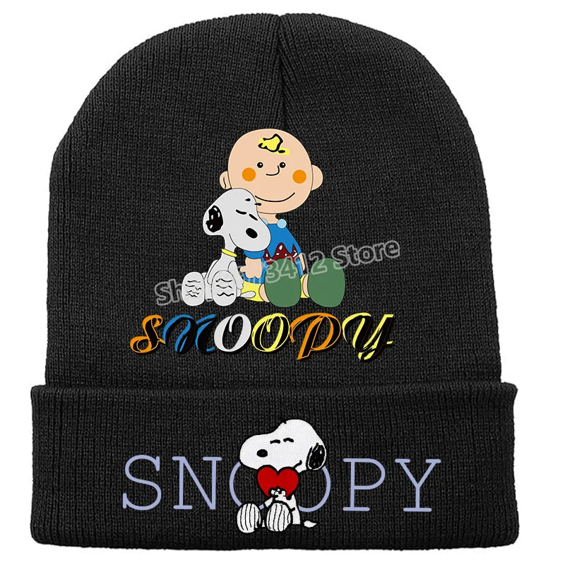 Snoopy Knitted Hats Kawaii Peanuts Comic Skullies Beanies Boys Girls Winter Warmer Bonnet Women Men Kids Casual Cap Anime Gift