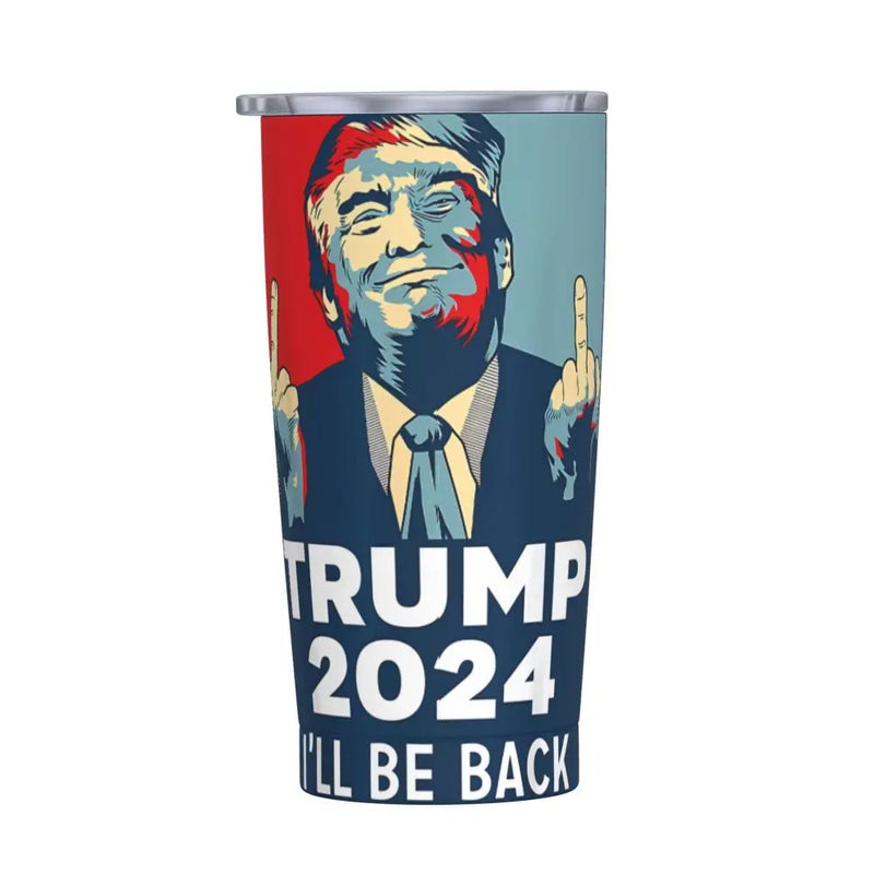 2024 I will be back Trump Coffee Cup Thermos Bottle Stainless Steel Double-layer Insulation Cold And Hot Travel Mug Vacuum Flask