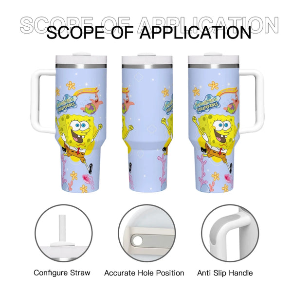 Car Travel Mugs SpongeBob SpongeBob Stainless Steel 304 Tumbler Water Bottle 40oz/1200ml