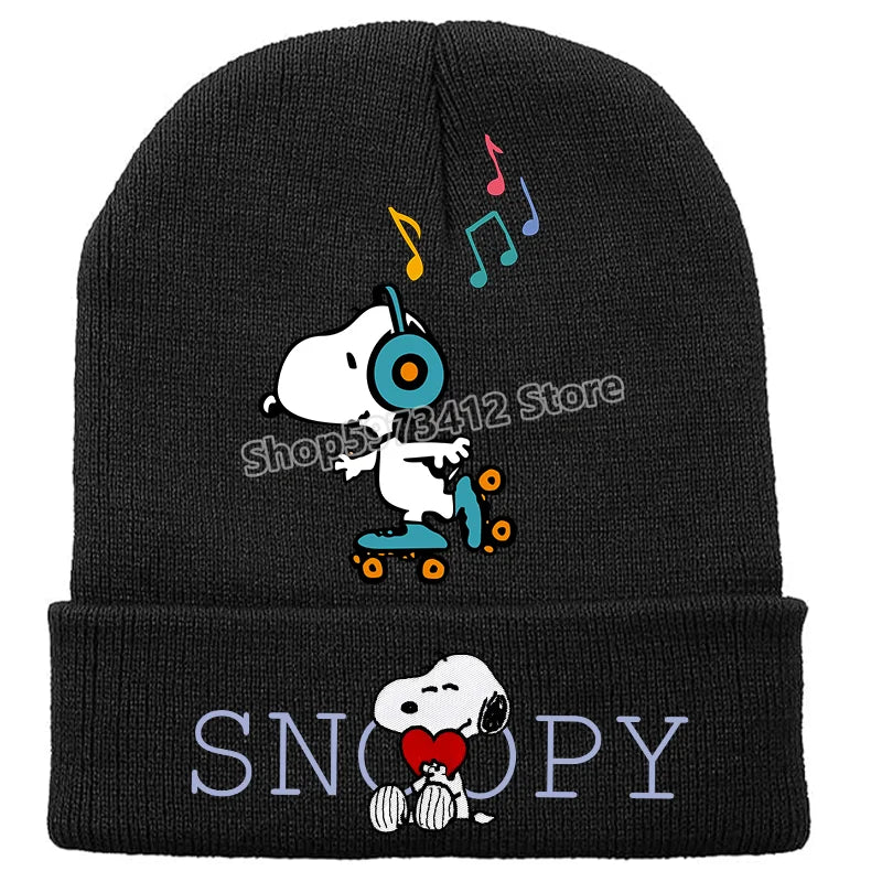 Snoopy Knitted Hats Kawaii Peanuts Comic Skullies Beanies Boys Girls Winter Warmer Bonnet Women Men Kids Casual Cap Anime Gift