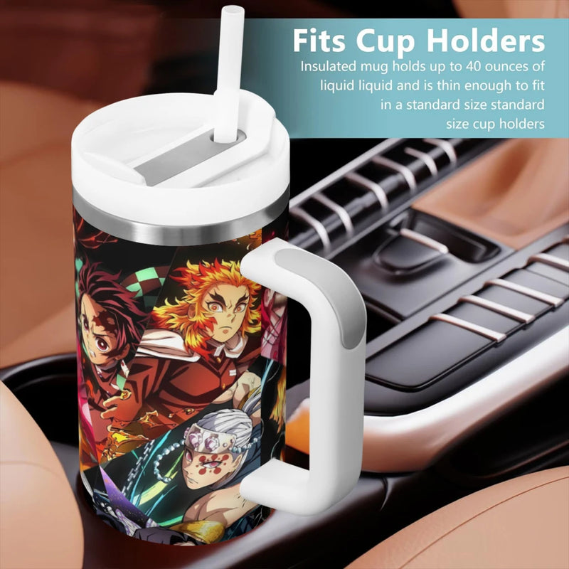 304 Stainless Steel Car Travel Mugs, Demon Slayer Graphic Tumbler, Water Bottle, 40oz, 1200ml