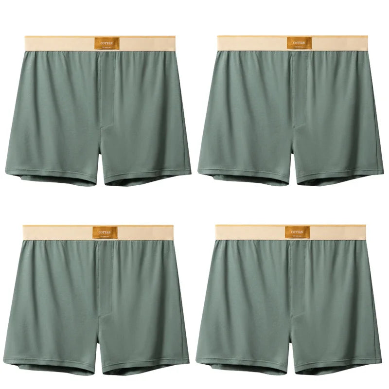 4pcs Male Arrow Pants Men Cotton Boxers Shorts Loose Mid-Waisted Men's Plus Size Underwear Homewear Comfortable Panties