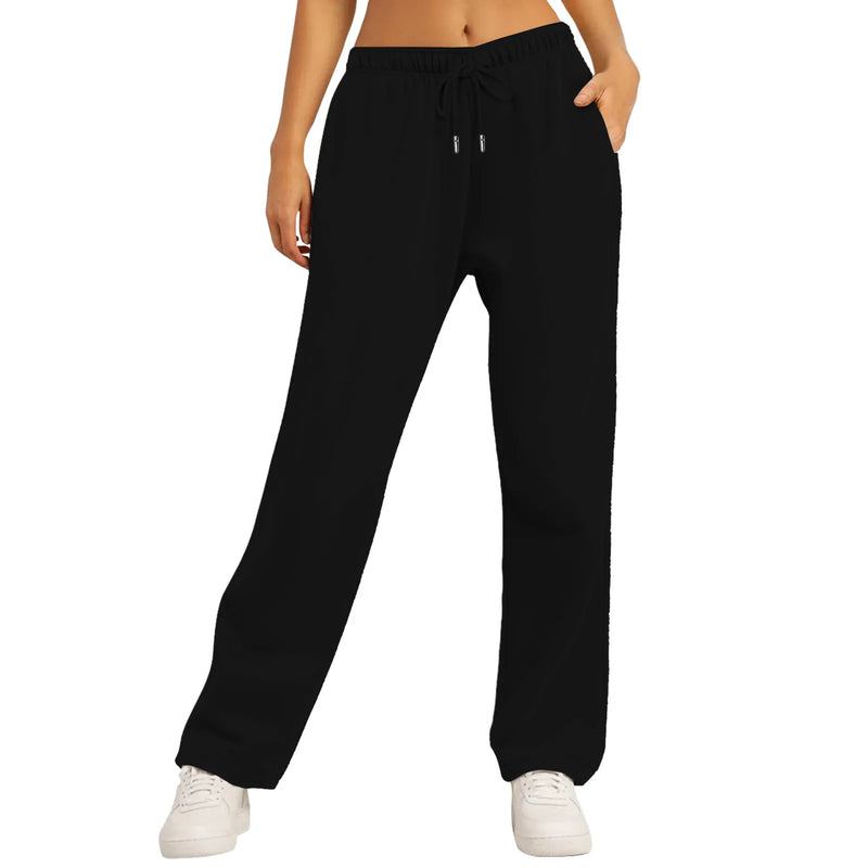 Women’s Fleece Lined Sweatpants Wide Straight Leg Pants Bottom Sweatpants Joggers Pants Workout High Waisted Pants With Pockets