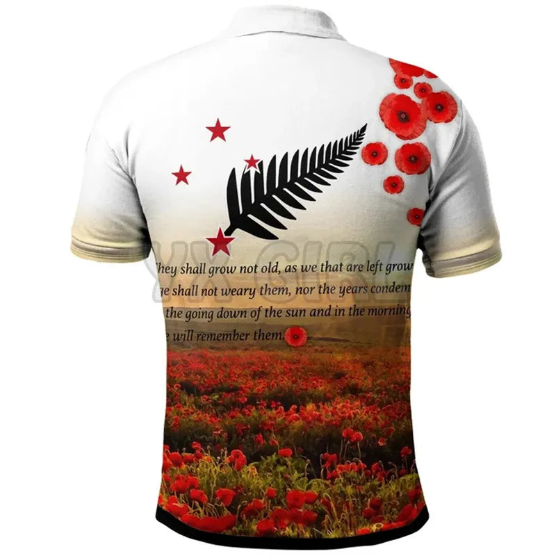 2024 Summer shirts women for men New Anzac Day Lest We Forget Military Patterns Polo Shirts 3D print Short sleeve t shirts Tops