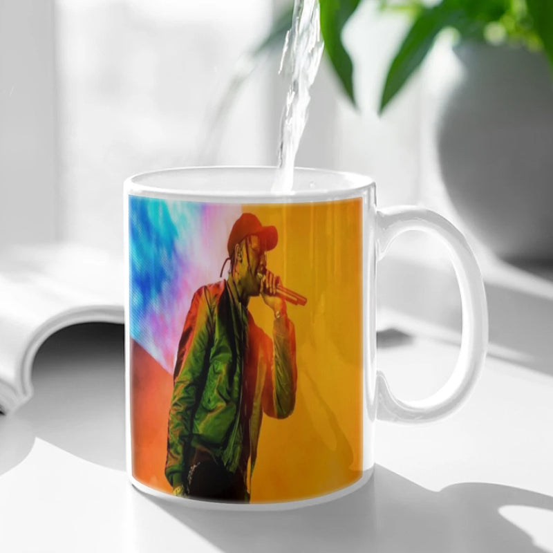 Jackboys Travis Scott Coffee Mug 11oz Fun Ceramic Coffee Tea Cocoa Cup Handle Tea Drink Cup