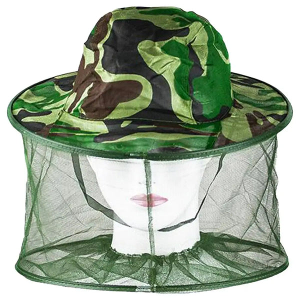 Camouflage Green Bucket Hats Fishing Men Outdoor Mosquito Insect Bee Net Mesh Head Face Cover Hat Fishing Apparel