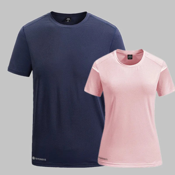 (L-8XL)Ice Silk Camping Hiking Fishing Quick Dry Short Sleeve Shirt Men Loose Fitness Tops Round Neck Couple Sport T-Shirt