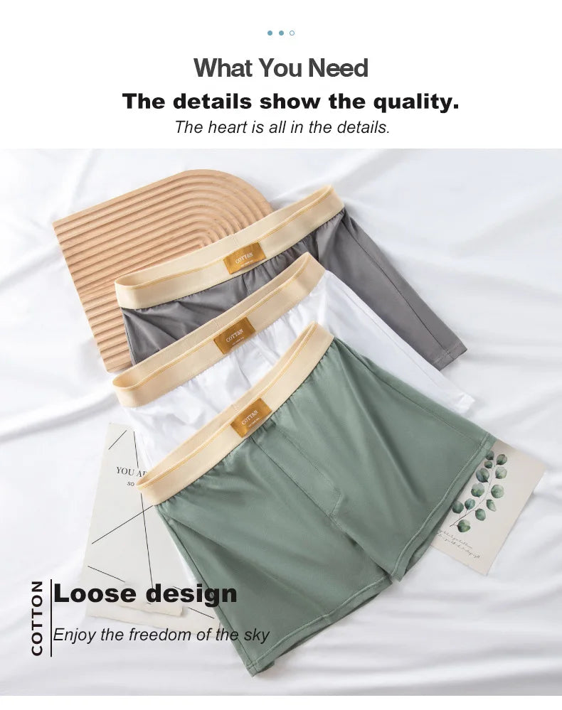 4pcs Male Arrow Pants Men Cotton Boxers Shorts Loose Mid-Waisted Men's Plus Size Underwear Homewear Comfortable Panties