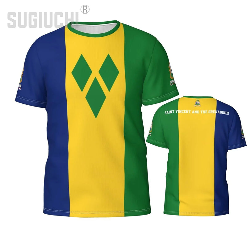 Custom Name Number Saint Vincent And The Grenadines Flag Emblem 3D T-shirts For Men Tees jersey team Soccer Football Fans Gift