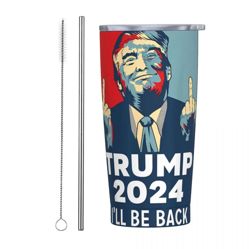 2024 I will be back Trump Coffee Cup Thermos Bottle Stainless Steel Double-layer Insulation Cold And Hot Travel Mug Vacuum Flask