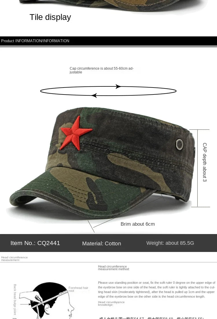 Men's Camouflage Flat Top Baseball Cap, Outdoor Sports Caps, Tactical Dad Hat, Casual Cadet, Trucker Hats