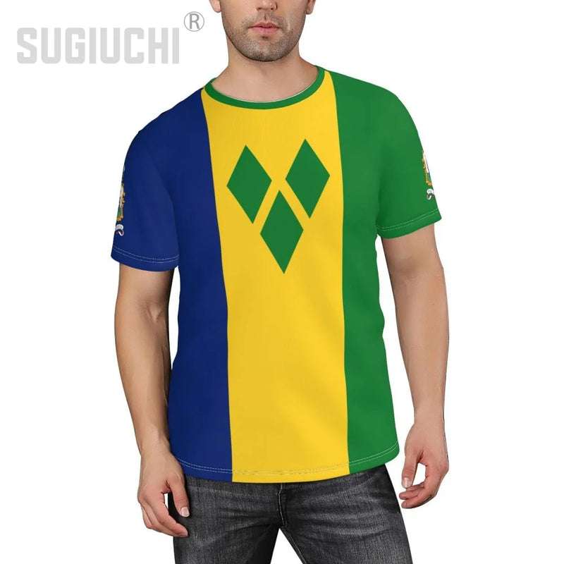 Custom Name Number Saint Vincent And The Grenadines Flag Emblem 3D T-shirts For Men Tees jersey team Soccer Football Fans Gift