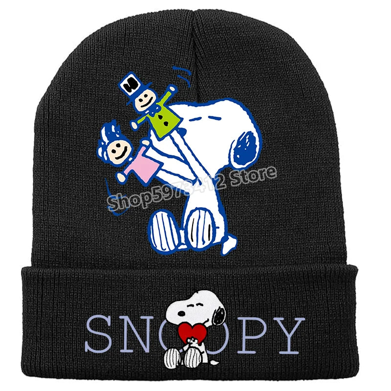 Snoopy Knitted Hats Kawaii Peanuts Comic Skullies Beanies Boys Girls Winter Warmer Bonnet Women Men Kids Casual Cap Anime Gift