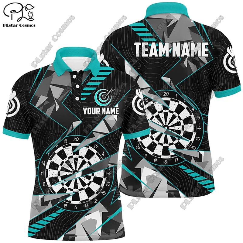 New custom personalized 3D printing  flame pattern darts POLO shirt T-shirt universal leisure team throwing sports series D-10