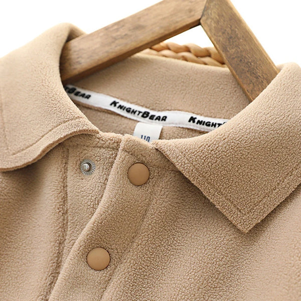 IYEAL Boys'  Fleece Sweatshirt 2023 Autumn/Winter New Children's Wear Kids Boys' Solid Color Top Fashion Polo Collar Pullover