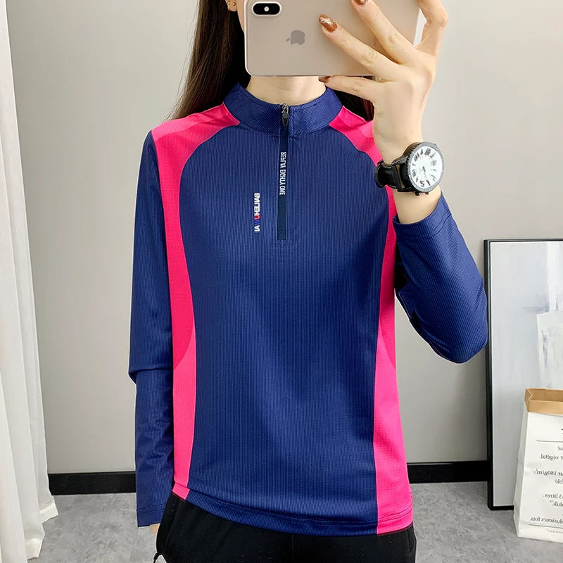 Quick Drying Long Sleeve T-Shirt for Female Breathable Outdoor Sweatshirt Fashion Leisure Print Women Hiking Running Marathon