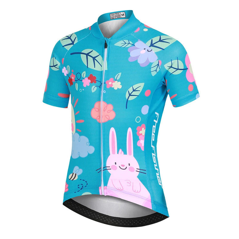 Cartoon Printed Short Sleeve Children's Cycling Jersey Quick-dry Mesh Cloth MTB Bike Riding Wear Boys Girls Bicycle Clothing