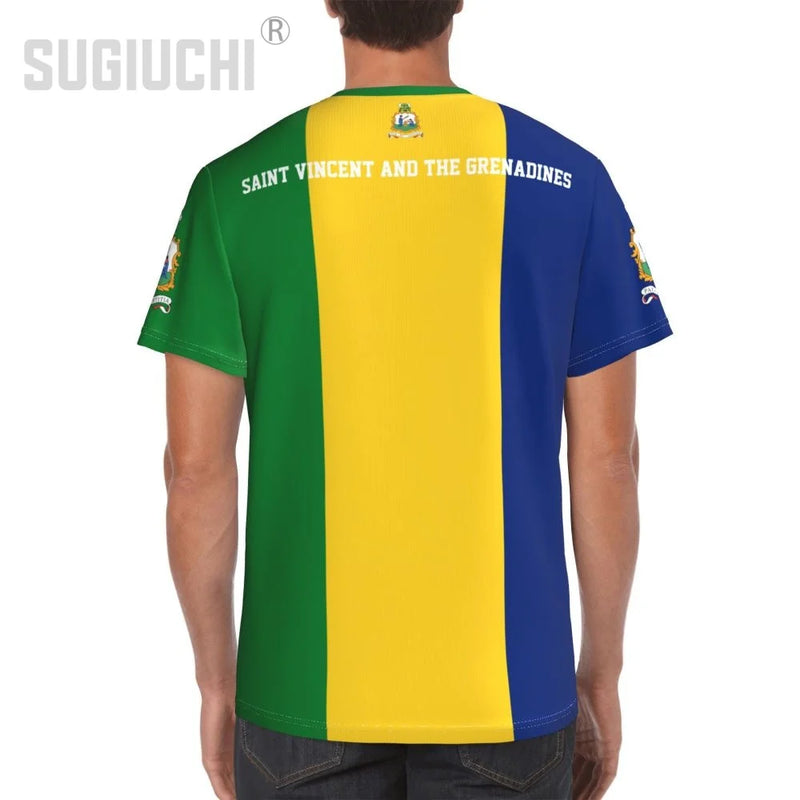 Custom Name Number Saint Vincent And The Grenadines Flag Emblem 3D T-shirts For Men Tees jersey team Soccer Football Fans Gift