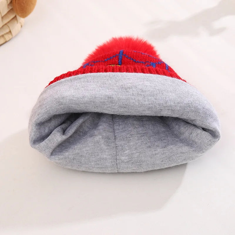 Marvel Spiderman New Fashion Autumn Winter Cartoon Kids Color Matching Knitted Hat Boys Girl Wool Cap Children Thick Beanies Hat