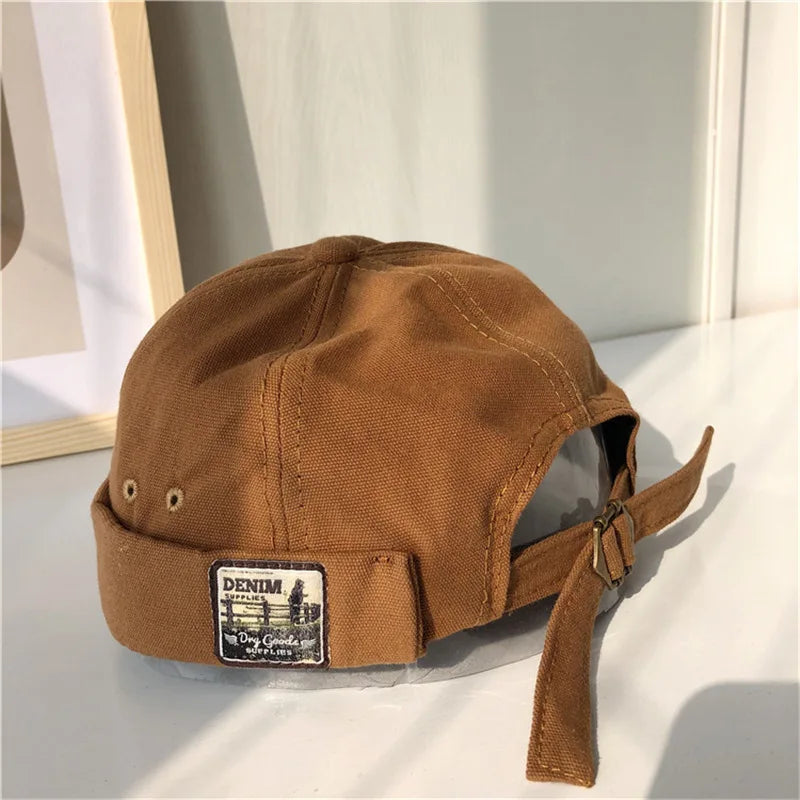 Short Punk Hat Women's Trend New Retro Brimless Melon Skin Hat Fashion Versatile Hat Men's Street Hip Hop Cap Without Visor