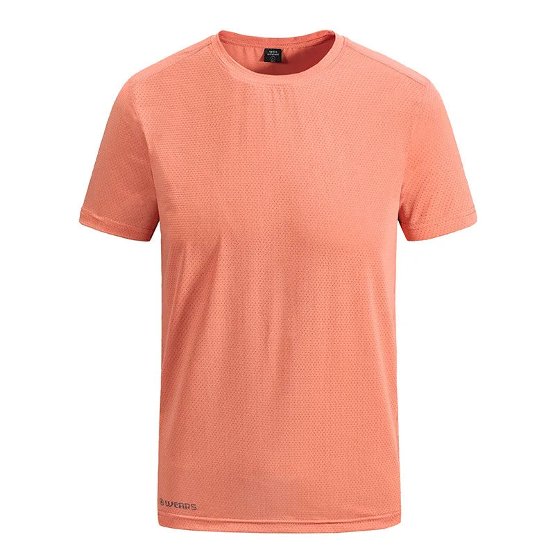 (L-8XL)Ice Silk Camping Hiking Fishing Quick Dry Short Sleeve Shirt Men Loose Fitness Tops Round Neck Couple Sport T-Shirt