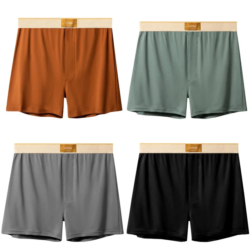 4pcs Male Arrow Pants Men Cotton Boxers Shorts Loose Mid-Waisted Men's Plus Size Underwear Homewear Comfortable Panties