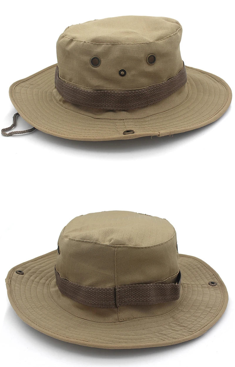 Men & Women Sun Hat Camouflage Tactical Cap  Outdoor Sports Sun Bucket Cap Fishing Hiking Hunting Hats 60CM