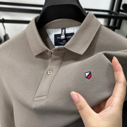 2024 New High-end Men's Casual spring autumn Polo Shirt Embroidered Long-sleeved Pure Cotton Fashion Brand Lapel T-shirt Tops