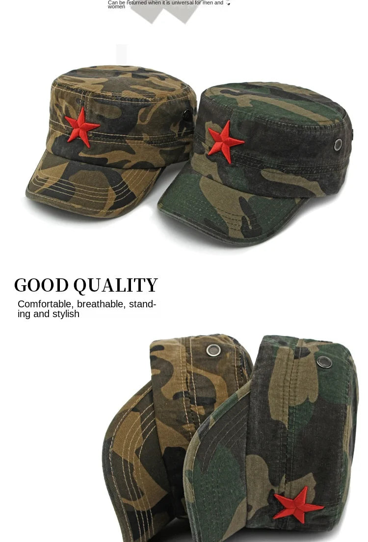 Men's Camouflage Flat Top Baseball Cap, Outdoor Sports Caps, Tactical Dad Hat, Casual Cadet, Trucker Hats