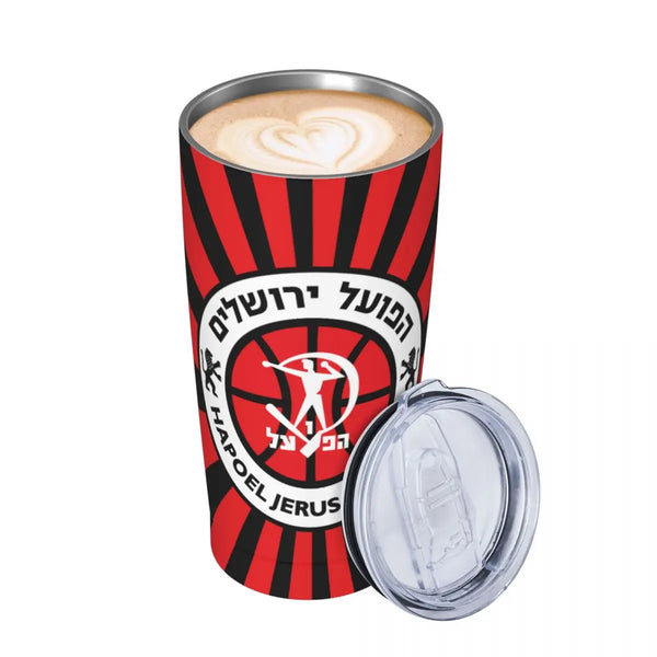 Hapoel Jerusalem Basketball Insulated Tumbler, 20oz Tumbler with Lids and Straws Stainless Steel Vacuum Travel Mug Coffee Cup