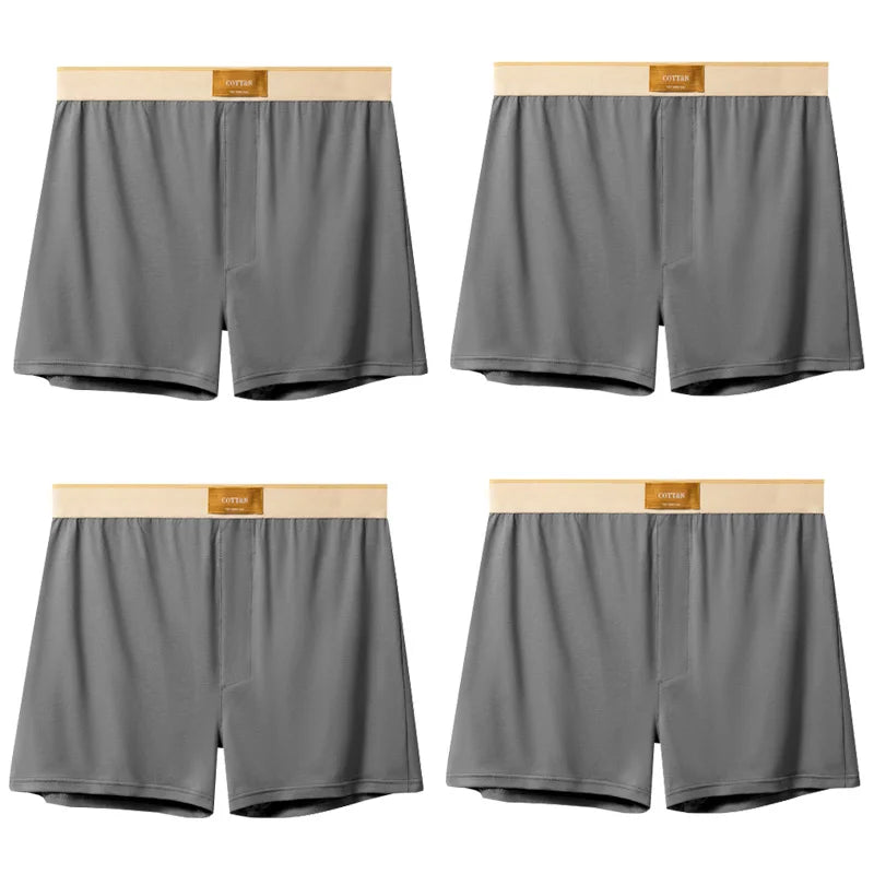 4pcs Male Arrow Pants Men Cotton Boxers Shorts Loose Mid-Waisted Men's Plus Size Underwear Homewear Comfortable Panties