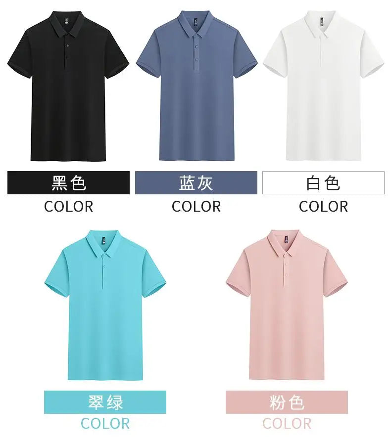 Spring Summer Polos Customized Logo Mens Shirt Women's Polos Solid Color Restaurant Waiter Work Clothes 100% Polyester