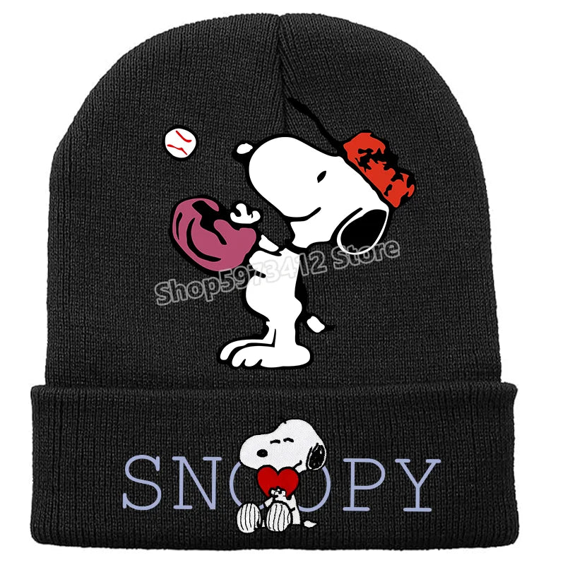 Snoopy Knitted Hats Kawaii Peanuts Comic Skullies Beanies Boys Girls Winter Warmer Bonnet Women Men Kids Casual Cap Anime Gift