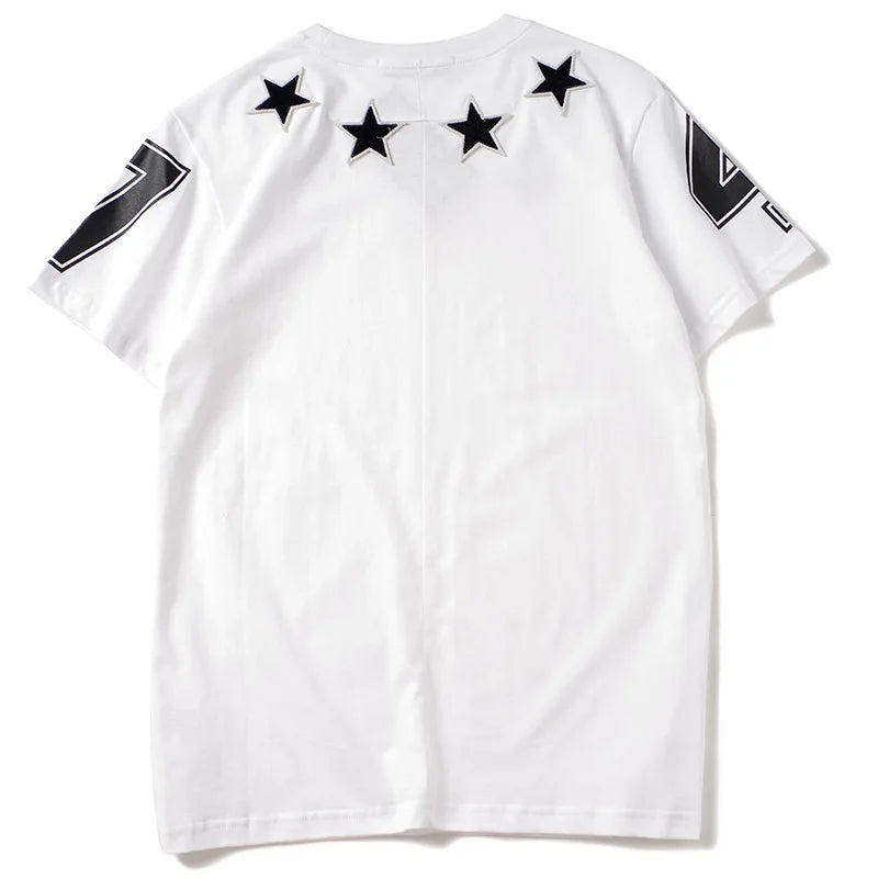 Fashion 2022 Brand Star 74 Digital Flocking Embroidery Cotton Short-sleeved O-neck T-shirt for Men Women Lovers Tees Streetwear