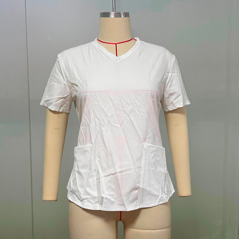 Women Working Uniform Valentine Day Femme Blouse Nurse work wear Medical Uniforms Heart Print Cartoon Short Sleeve V-neck Tops