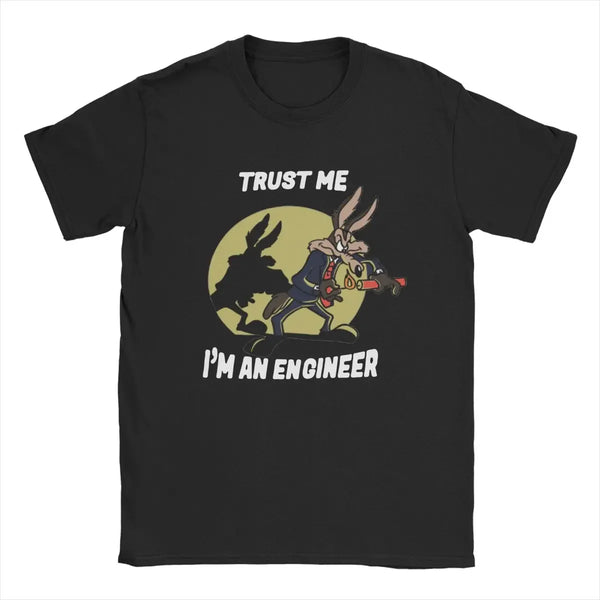 Men T-Shirts Trust Me Im An Engineer Vintage Pure Cotton Tees Short Sleeve Engineering Coyote T Shirts Round Collar Tops Printed