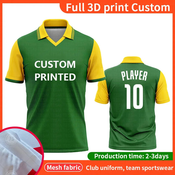 Customized V-Neck Lapel T-Shirt, Digital Printing, Full Print Short Sleeved Polo Shirt, Bowling Golf Team Shirt, Men's Top T-Shi