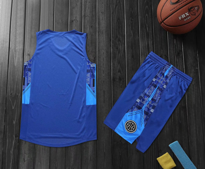 Hot Sale Summer Men's Basketball Kits Jersey Set Team Club Basketball Wear Print Number Basketball Uniforms