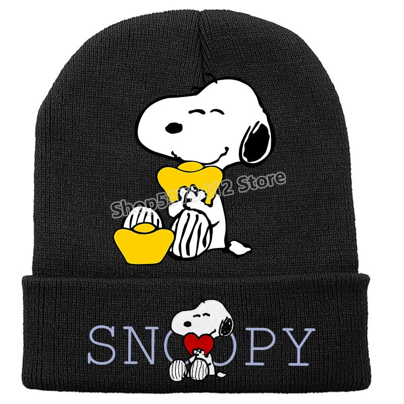 Snoopy Knitted Hats Kawaii Peanuts Comic Skullies Beanies Boys Girls Winter Warmer Bonnet Women Men Kids Casual Cap Anime Gift