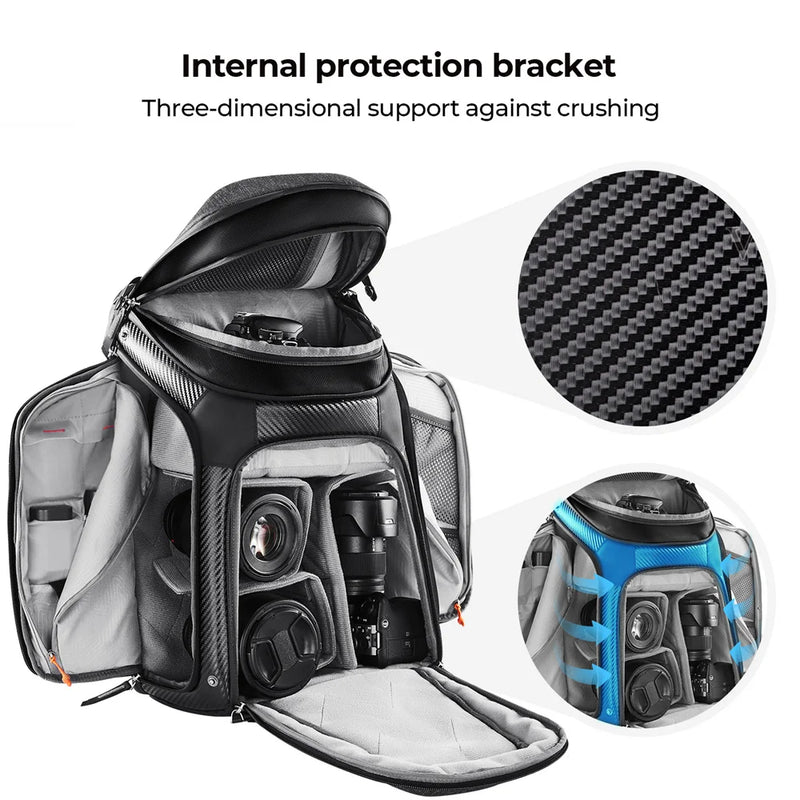 K&F Concept 25L Travel Camera Bags Large Capacity Portable Waterproof Camera Backpack For SONY Canon Nikon Camera Lens Universal