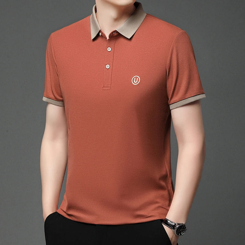 2024 Men's New Embroidered Cotton Business Leisure Short Sleeved POLO Shirt Fashion Comfortable and Breathable Top