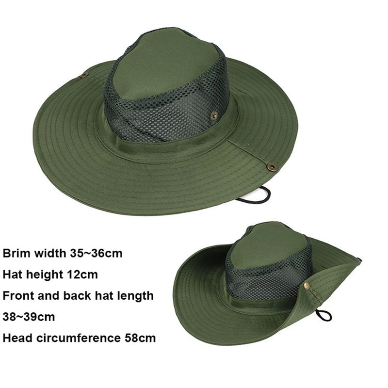 1PC Men's Hat Camping Hiking Hunting Sun Hat Bucket Flap Cap Breathable Nepalese Outdoor Fishing Cycling Wide Brim Hat