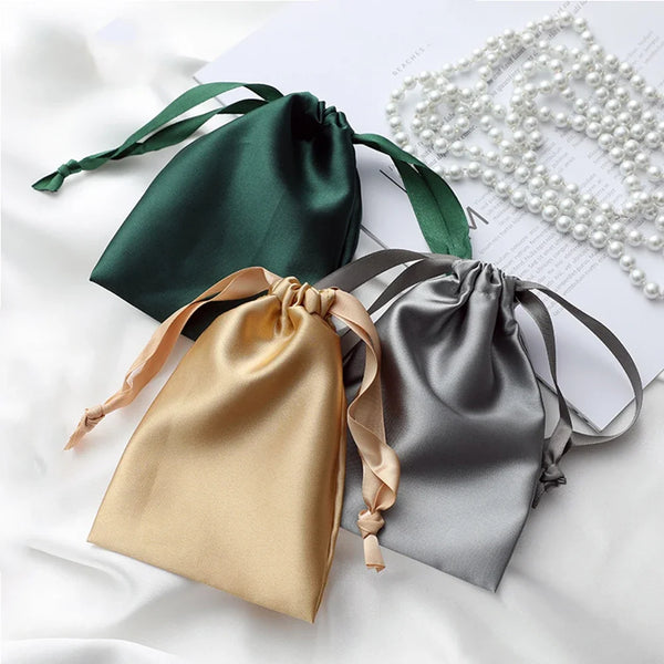 20Pcs Multicolor Satin Drawstring Gift Bag Silk Cloth Travel Bag Candy Jewelry Storage Bag Necklace Ring Bead Packaging Bag